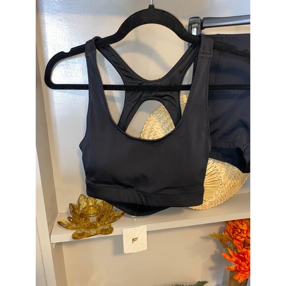 NWT $99 Fabletics XS Black Sporty Racerback High-Waisted Swim Tank Shorts Set - Picture 2 of 12